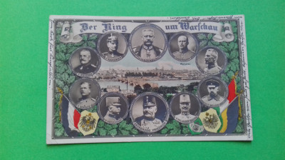 Litho Poland Warschau Warszawa Warsaw 1915 Mackensen, Hindenburg, Erzherzog foto