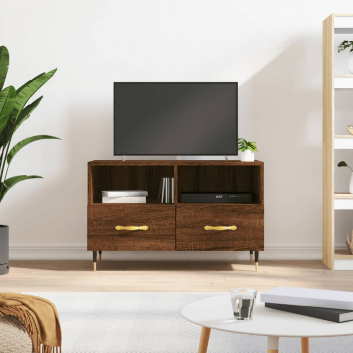 vidaXL Comodă TV, stejar maro, 80x36x50 cm, lemn prelucrat