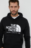 The North Face hanorac de bumbac bărbați, culoarea negru, cu glugă, cu imprimeu