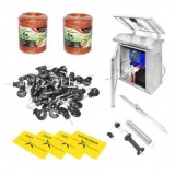 Kit complet gard electric 12V. 12 Joule cu panou solar 30W. baterie 12V/12Ah. lungime fir 2000M. 100 izolatori, kit poarta, 4 placute de avertizare Br