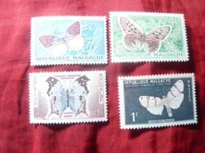 Serie mica Madagascar 1960 - Fluturi , 4 valori foto