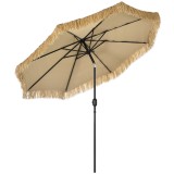 Outsunny Umbrelă de Grădină Stil Hawai cu Paie, Rotundă cu Manivelă, &Oslash;265x250cm, Kaki | Aosom Romania