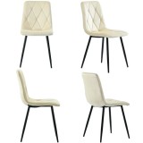 Set de 4 scaune tapițate &icirc;n catifea twill pentru sala de mese cu spătar, structură din metal, 45x40x86 cm, Bej