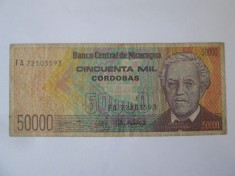 Rara! Nicaragua 50000 Cordobas 1989 foto