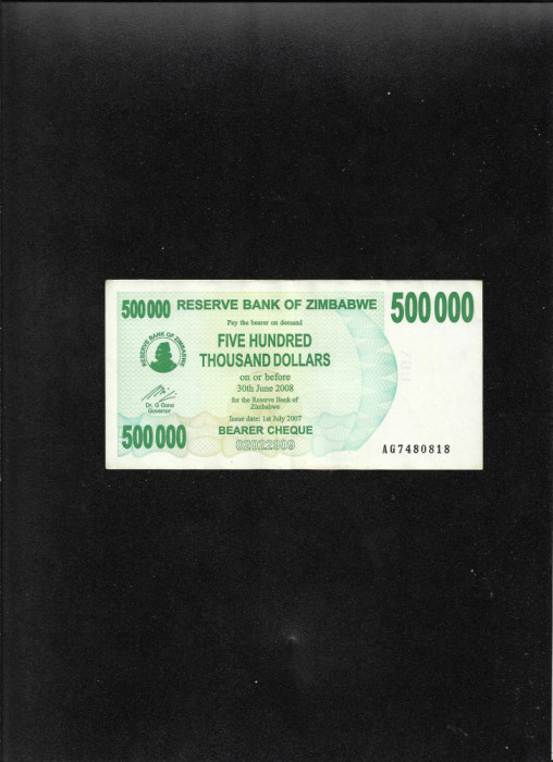 Zimbabwe 500000 dollari dollars 2007 seria7480818