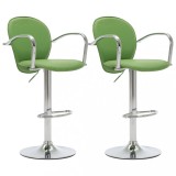 Cumpara ieftin Scaune de bar cu brate, 2 buc., verde, piele ecologica