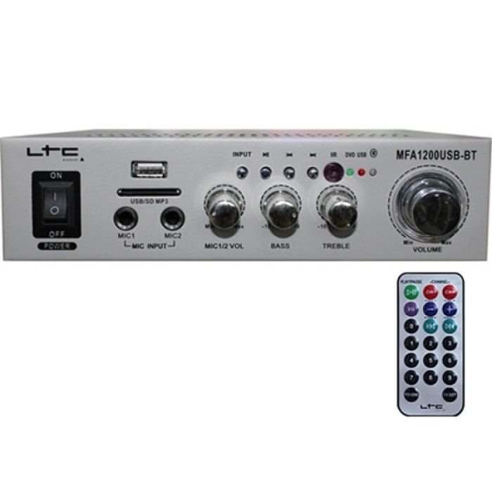 Amplificator karaoke, USB, SD, Bluetooth, telecomanda, 2 x 20 W, Argintiu Amplificator karaoke, USB, SD, Bluetooth, telecomanda, 2 x 20 W, Argintiu