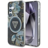 Husa pentru Samsung Galaxy S25 - Guess IML Metal Glitter Flowers Triangle MagSafe (GUHMS25SHFLPEDK) - Black