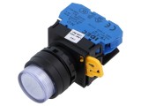 Comutator acționat prin apăsare alb 22mm