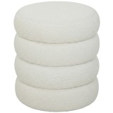HOMCOM Taburet, rotund, Teddy-fleece, p&acirc;nă la 120 kg, &Phi;40x45H cm, Alb | Aosom Romania