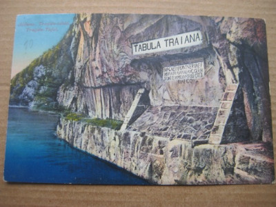 A626-I-Tabula Traiana vedere veche anii 1920 Carte postala cu placa comemorativa foto