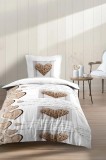 Lenjerie Charming Pat Single, 2 Piese, Cearsaf Pilota 140x200cm, Fata De Perna 63&times;63cm, Culoare Natural, 100% Bumbac Oeko Tex