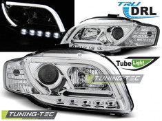 Faruri compatibile cu Audi A4 B7 11.04-03.08 TUBE LIGHTS Crom TRU DRL foto