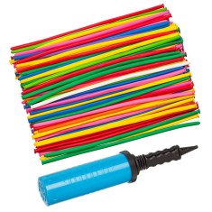 Set 100 Baloane multicolore din latex pentru modelaj si Pompa manuala, pentru petreceri, plaja si nisip, Ropet foto
