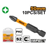 Set biti ph2 lungi impact 10 bucati - Ingco SDBIM11PH223