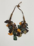 Colier vintage din piele si ceramica, designer scandinav, sfarsit de secol 20