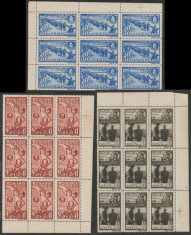 Romania 1942 - Un an Basarabia LP 148 II, blocuri de 9 timbre MNH, colt de coala foto