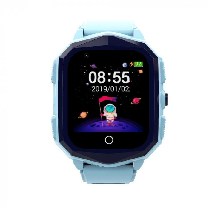 Ceas Smartwatch Pentru Copii Wonlex KT20S cu Localizare GPS, Functie Telefon, Buton SOS, Pedometru, Camera, Notificari, Albastru