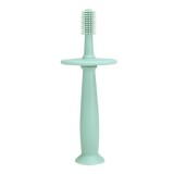Periuta de Dinti din Silicon pentru Bebelusi, Cyrax, fara BPA, 360 Grade, Bariera Anti-Inghitire, Maner Ergonomic, 12.5 x 15 cm, Turcoaz