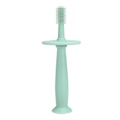 Periuta de Dinti din Silicon pentru Bebelusi, Cyrax, fara BPA, 360 Grade, Bariera Anti-Inghitire, Maner Ergonomic, 12.5 x 15 cm, Turcoaz