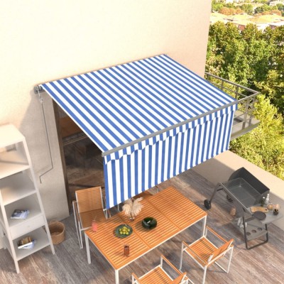 vidaXL Copertină retractabilă automat cu stor, albastru &amp;amp; alb, 3x2,5 m foto