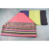 Prosop Plajă | Fouta |Tunis Gri Inchis Cu Dungi Roz Multi 200 x 100 cm
