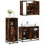 Gossi set mobilier de baie, 3 piese, stejar fumuriu, lemn prelucrat