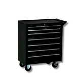 Statie de lucru tip dulap, Standard, 7 sertare, negru mat cu roti si incuietoare