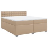 Cumpara ieftin Pat continental cu saltea, cappuccino, 200x200 cm, piele eco