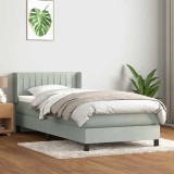 vidaXL Pat box spring cu saltea, gri deschis, 80x210 cm, catifea 3318261
