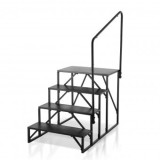 Scara portabila cu balustrada, 4 trepte, Otel, capacitate 200 kg, Negru, Inaltime 720 mm