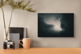 Tablou Canvas, "Lună ascunsă &icirc;ntre nori &icirc;ntunecați", Mister, Lumină, &Icirc;ntuneric, Nori, Cer, Lună, Reflexie, Umbre, Contemplare, 39 x 26 cm, CMCLASS