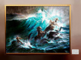 Tablouri Pictate Manual Tablou Peisaj Marin Abstract, Pictura cu cai, Neptun, Peisaje, Ulei