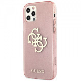 Husa TPU Guess Big 4G Full Glitter pentru Apple iPhone 12 Pro Max, Roz GUHCP12LPCUGL4GPI