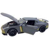 Macheta replica Nissan GTR gri deschide 4 usi, portbagaj si capota, lumini si sunete
