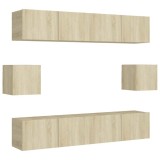 Cumpara ieftin Set de dulapuri TV, 8 piese, stejar sonoma, lemn prelucrat