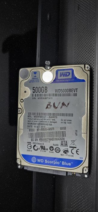 HARD WD SCORPIO BLUE 500 GB /SATA / PENTRU LEPTOP /ARE 100 % VIATA SI 64 ZILE !