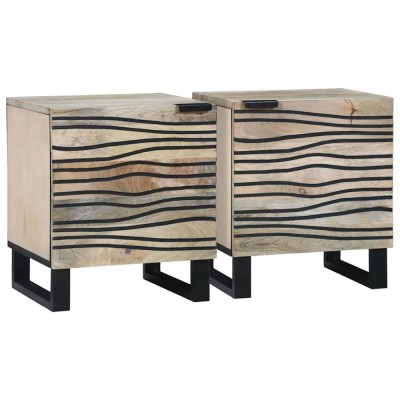 vidaXL Mese de noptieră 2 pcs natural 40 x 33 x 46 cm 4017969 foto