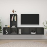 Cumpara ieftin Set de dulapuri TV, 3 piese, gri, lemn prelucrat