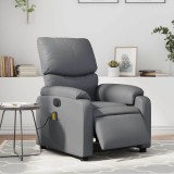 VidaXL Fotoliu de masaj electric rabatabil, gri, piele ecologică