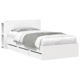 vidaXL Cadru de pat cu depozitare Alb 100 x 200 cm Lemn prelucrat 3433930