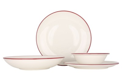 Bonna Set de vesela (Large) - Linea Burgundy - 24 bucăți - 6 persoane - Porţelan foto