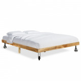 Cadru de pat, 200 x 200 cm, lemn masiv de mango, Cires, Dublu, Cu polite semirotunde, vidaXL