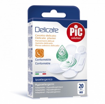 Plasturi piele sensibila PIC SOLUTION DELICATE mix 4 dimensiuni cu solutie foto