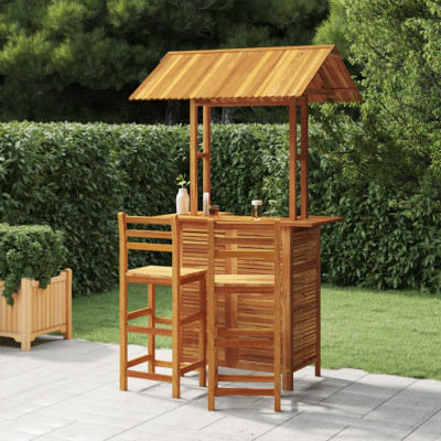vidaXL Set mobilier de bar de grădină, 3 piese, lemn masiv de acacia foto