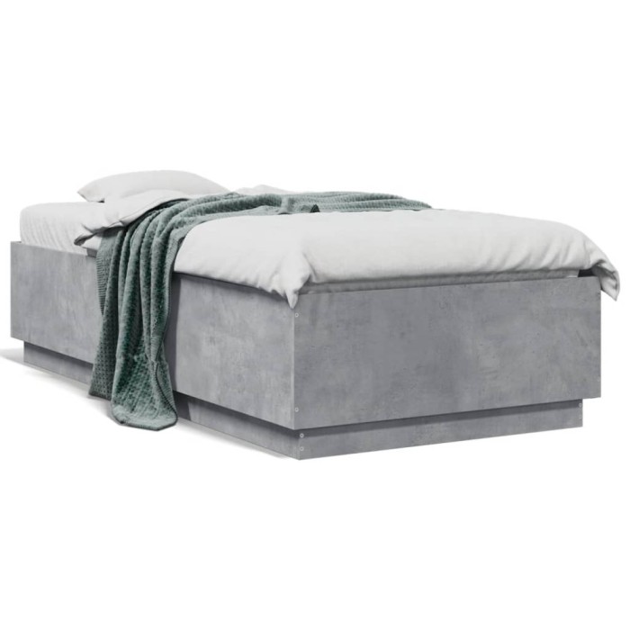 vidaXL Cadru de pat, gri beton, 75x190 cm, lemn prelucrat 3209761