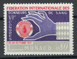Monaco 1971 Mi 1011 MNH - Al 7-lea Congres Internațional al Donatorilor de S&acirc;nge, Nestampilat