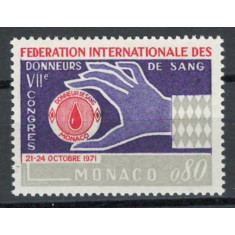 Monaco 1971 Mi 1011 MNH - Al 7-lea Congres Internațional al Donatorilor de S&acirc;nge