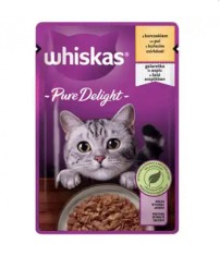 Hrana umeda pentru pisici Whiskas Pure Delight cu pui in aspic 85 gr