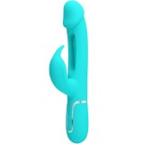 PRETTY LOVE - KAMPAS RABBIT 3 IN 1 MULTIFUNCTION VIBRATOR WITH TONGUE AQUA GREEN, PRETTY LOVE FLIRTATION